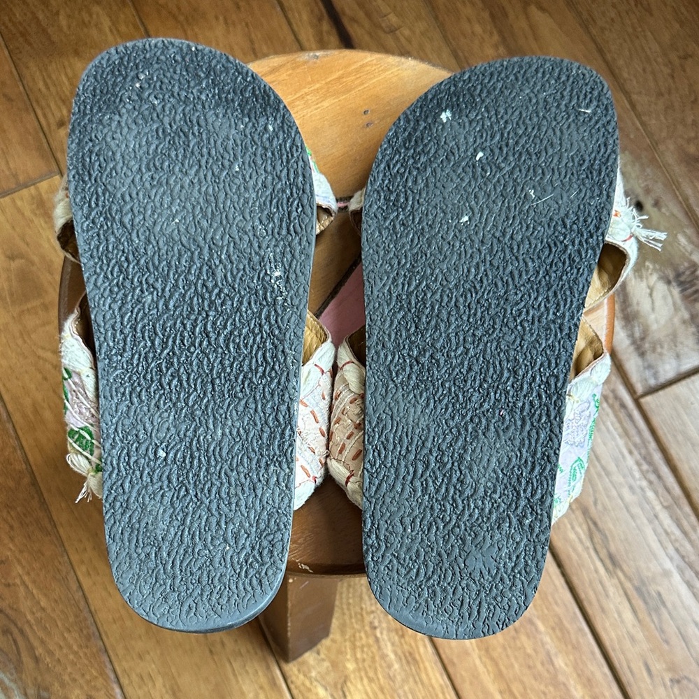 Free People Embroidered Sandals - Cream and Orange - Picture 2 of 4